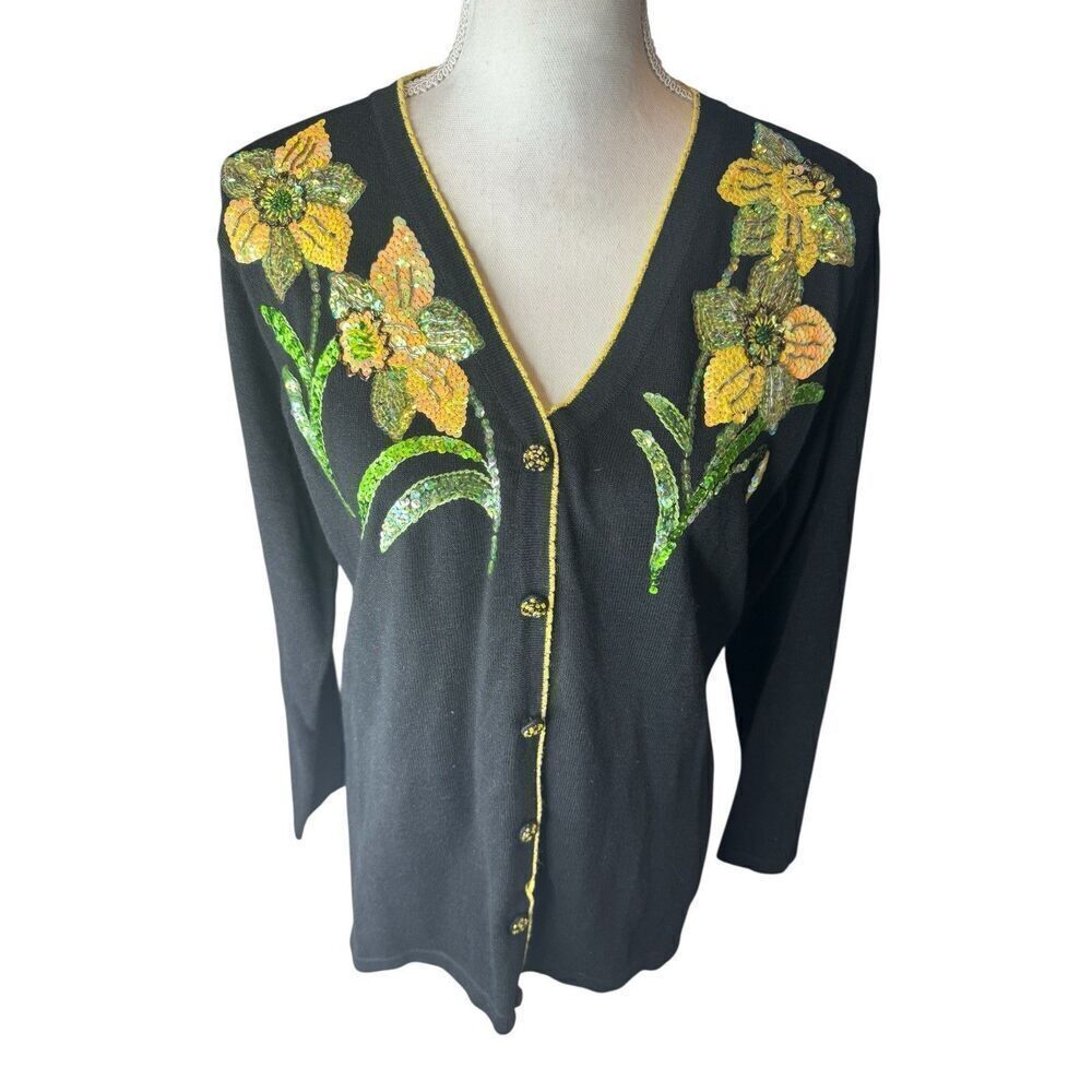 Storybook Knit Floral Butterfly Cardigan Size XS EUC
